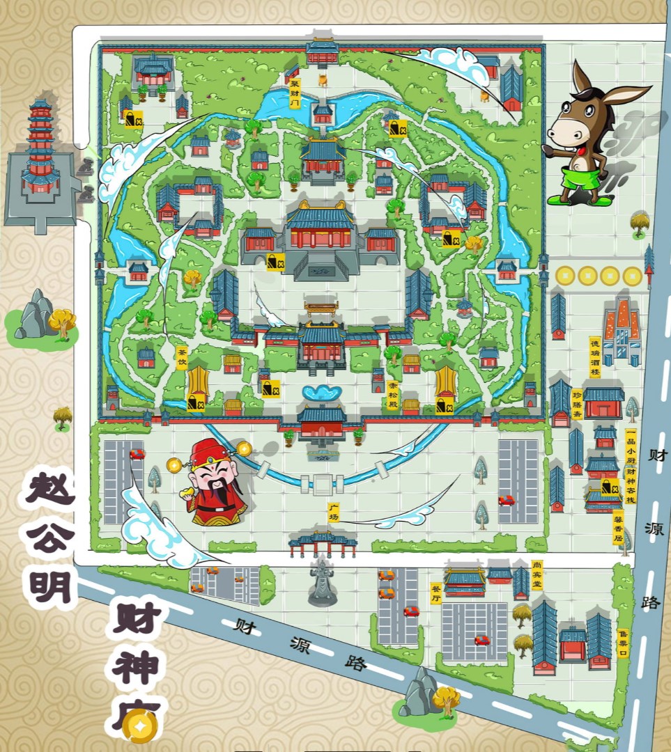 宁明寺庙类手绘地图